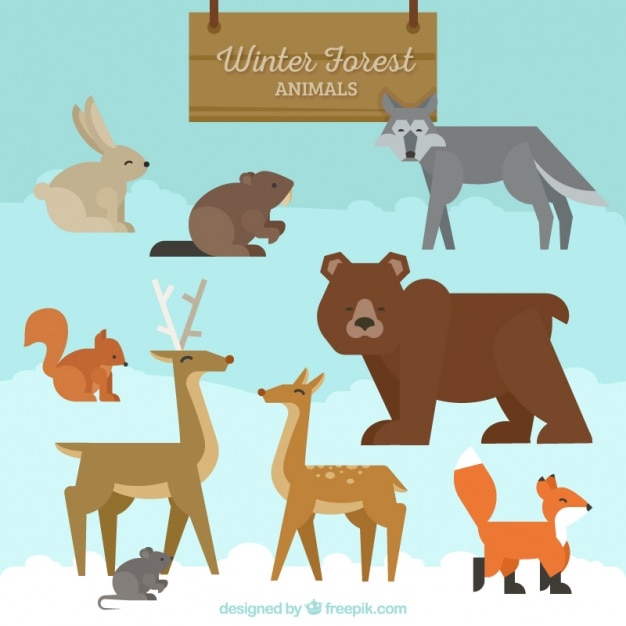 Vector gratuito colección de animales del bosque en estilo geométrico