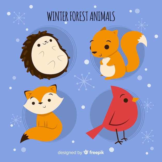 Colección animales bosque invierno