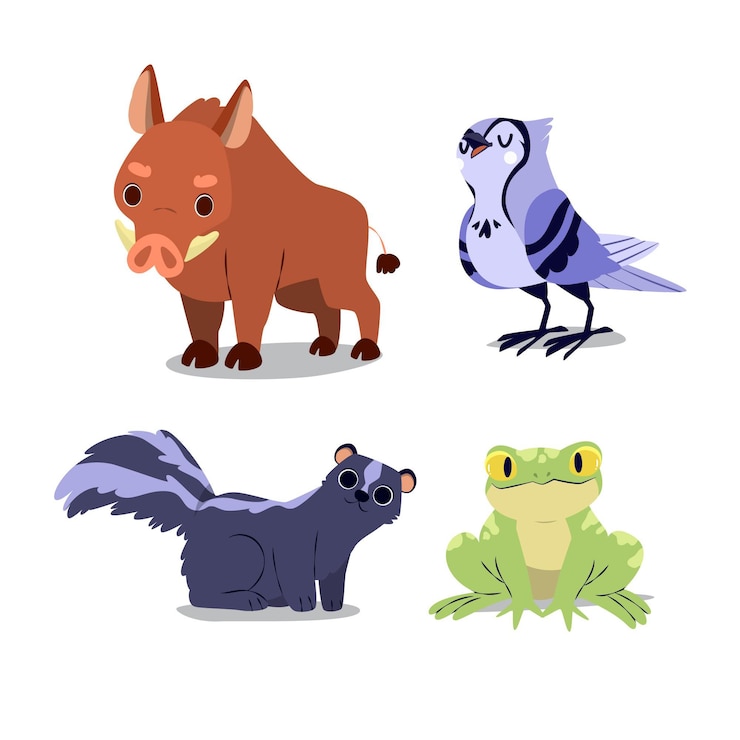 Vector gratuito colección de animales del bosque otoñal