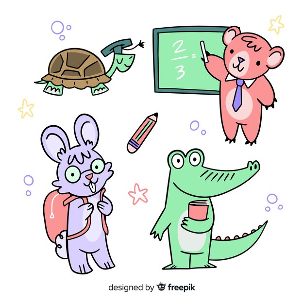 Colección de animales para la celebración de regreso a la escuela