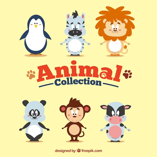Vector gratuito colección de animales divertidos de dibujos animados