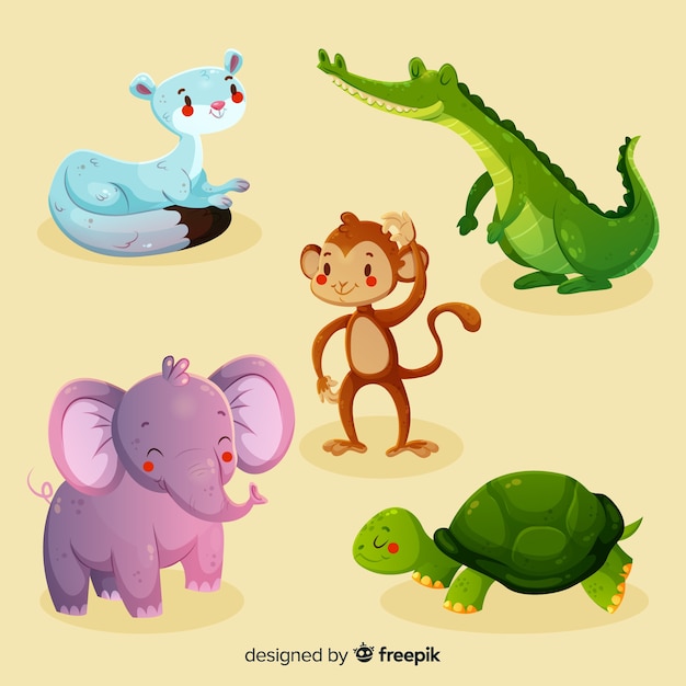 Vector gratuito colección de animales divertidos dibujos animados