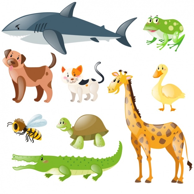 Vector gratuito colección de animales domésticos y salvajes