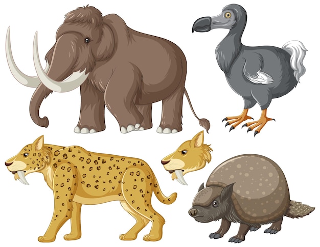 Vector gratuito colección de animales extintos