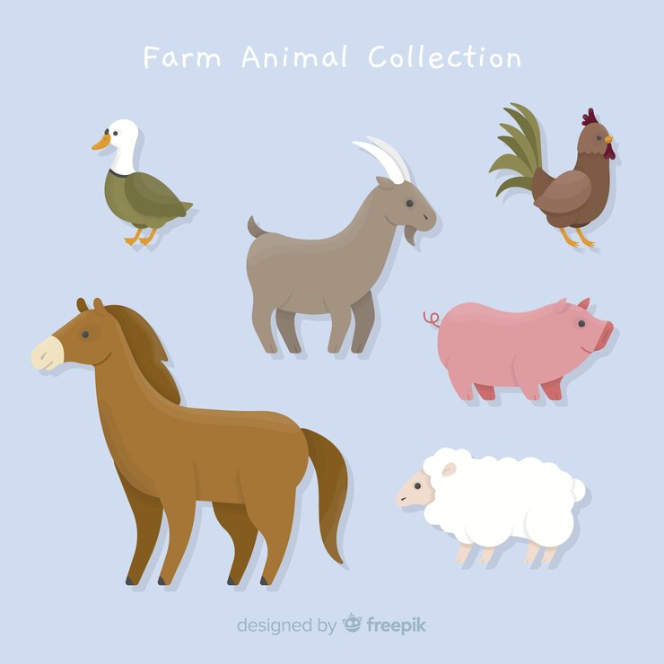 Vector gratuito colección de animales de granja dibujado a mano