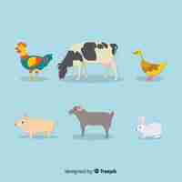 Vector gratuito colección de animales de granja dibujados a mano