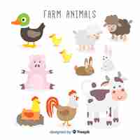 Vector gratuito colección de animales de granja dibujados a mano