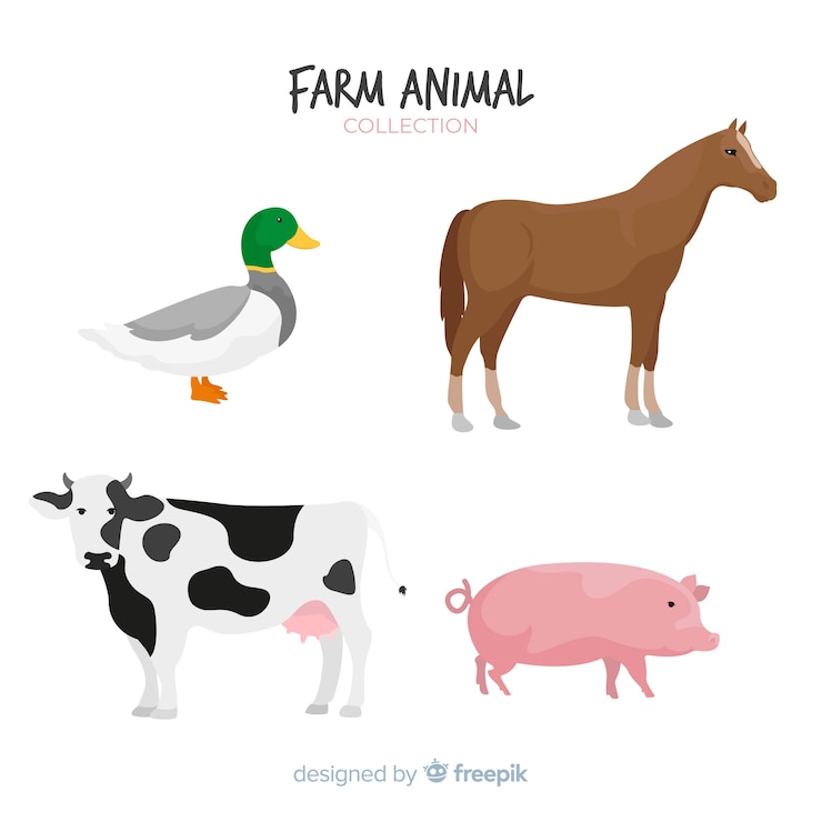 Vector gratuito colección de animales de granja en diseño plano