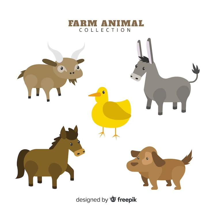 Vector gratuito colección de animales de granja en diseño plano