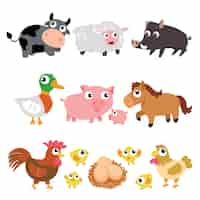 Vector gratuito colección de animales de granja