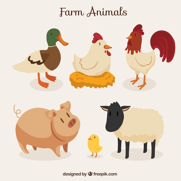 Vector gratuito colección de animales de granja