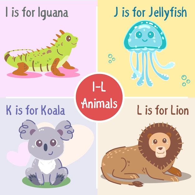 Vector gratuito colección de animales de la i a la l