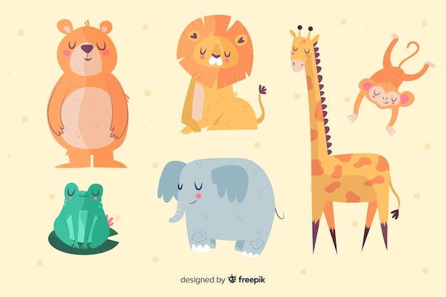 Colección de animales ilustrados lindos diferentes