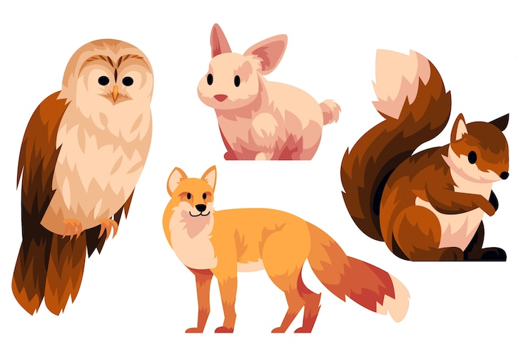 Vector gratuito colección animales de invierno planos dibujados a mano