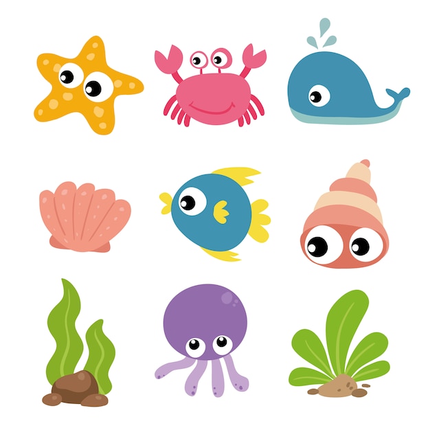 Colección de animales del mar