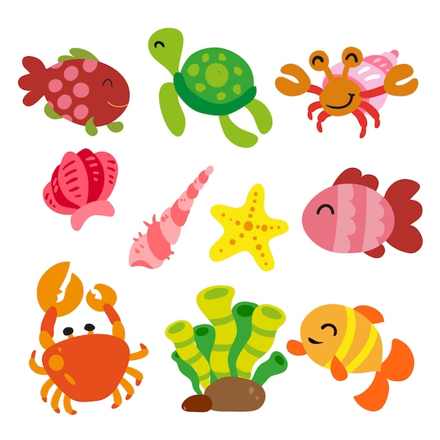 Vector gratuito colección de animales marinos