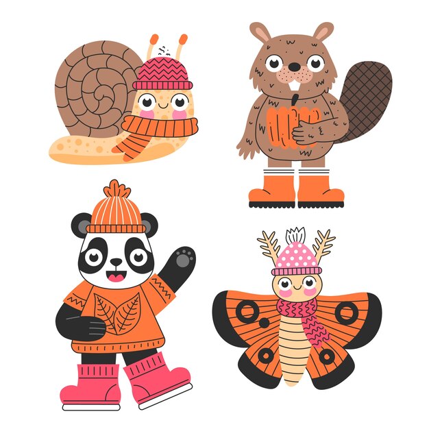 Colección de animales de otoño de dibujos animados