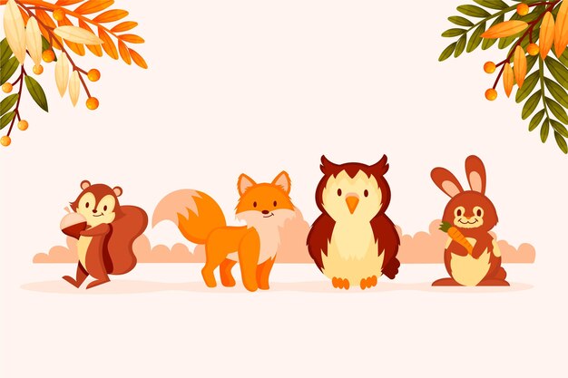 Colección de animales de otoño