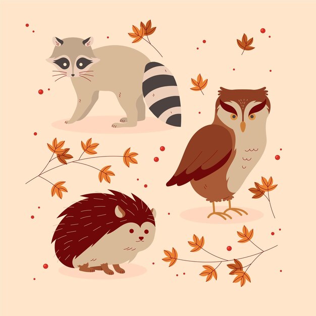 Colección de animales de otoño