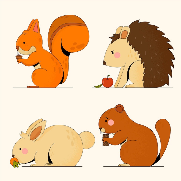 Vector gratuito colección de animales de otoño