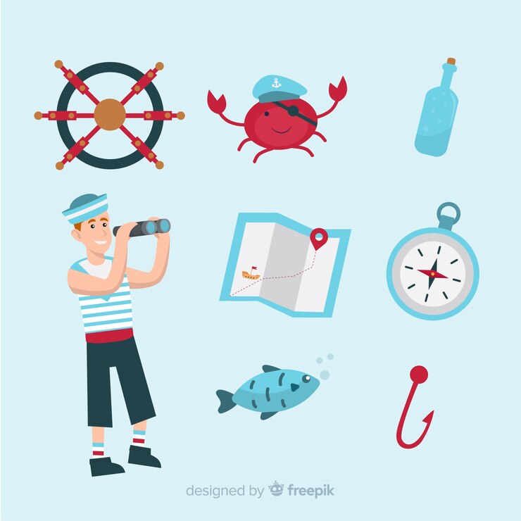 Vector gratuito colección de animales y personajes marinos
