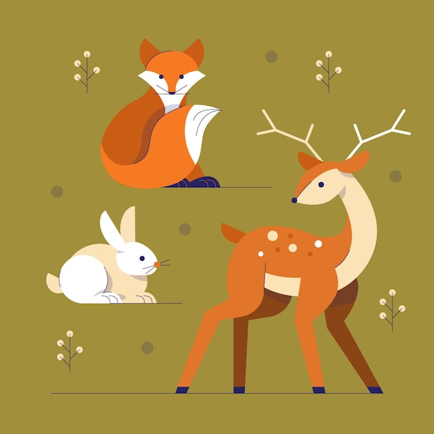 Vector gratuito colección animales planos otoño