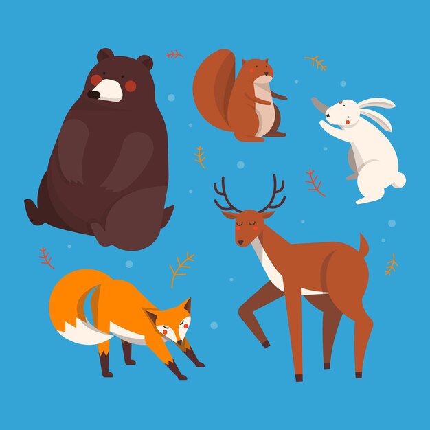 Colección animales planos otoño