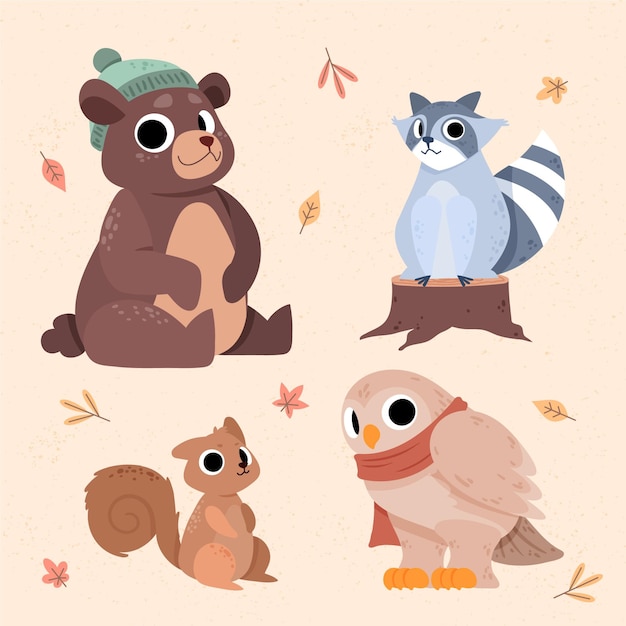 Colección animales planos otoño