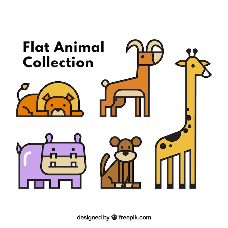 Vector gratuito colección de animales planos