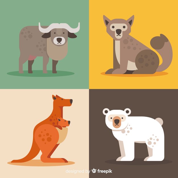 Colección de animales salvajes de dibujos animados lindo