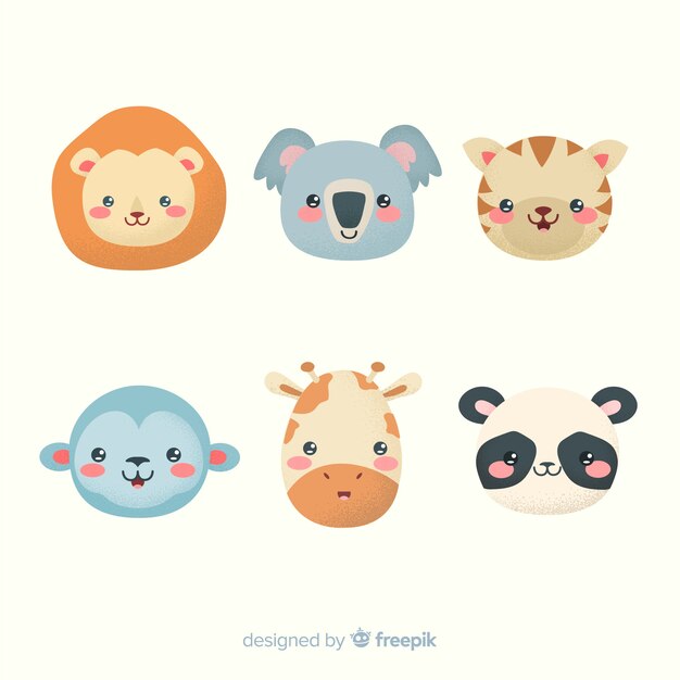 Colección de animales tropicales dibujados a mano