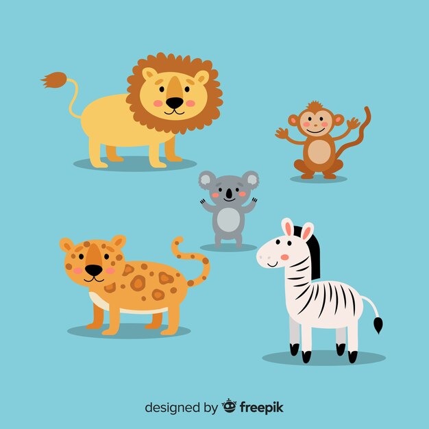 Colección animales tropicales diseño plano