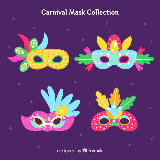Colección de antifaces de carnaval dibujado a mano