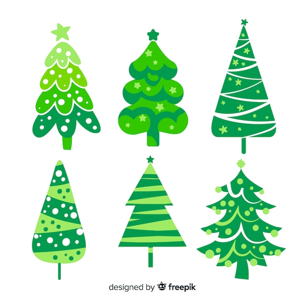 Colección arbol de navidad dibujado a mano