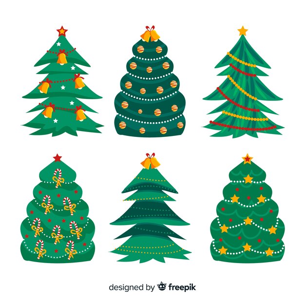 Colección de árbol de navidad dibujado a mano