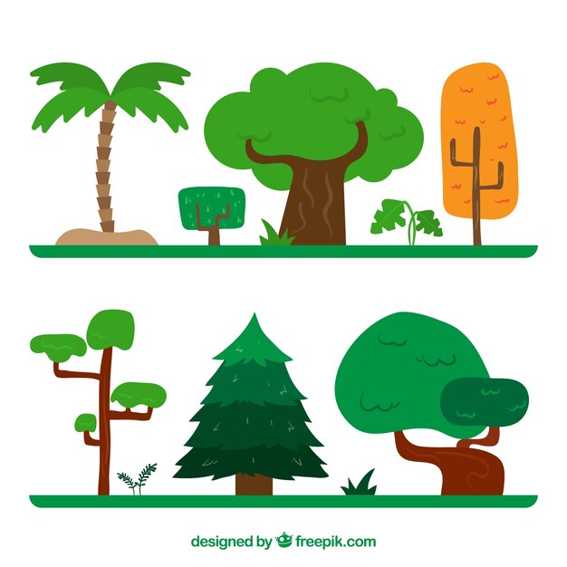 Colección de árboles de dibujos animados