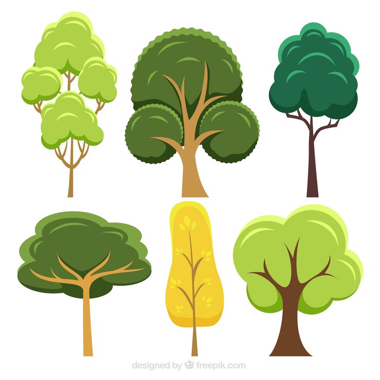 Vector gratuito colección de árboles en estilo plano