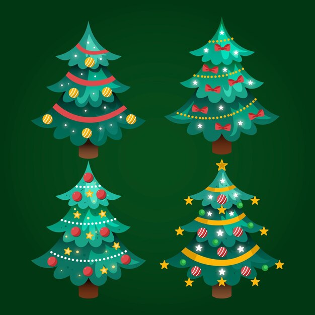 Colección de árboles de navidad degradados