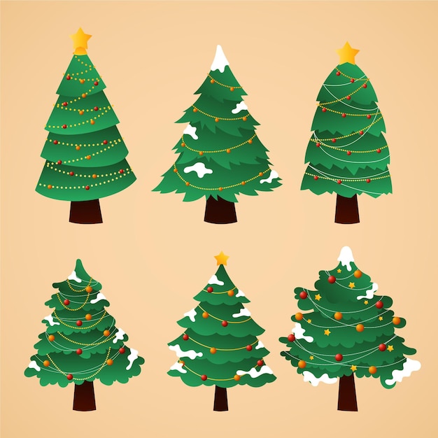 Vector gratuito colección de árboles de navidad degradados