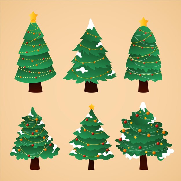 Colección de árboles de navidad degradados
