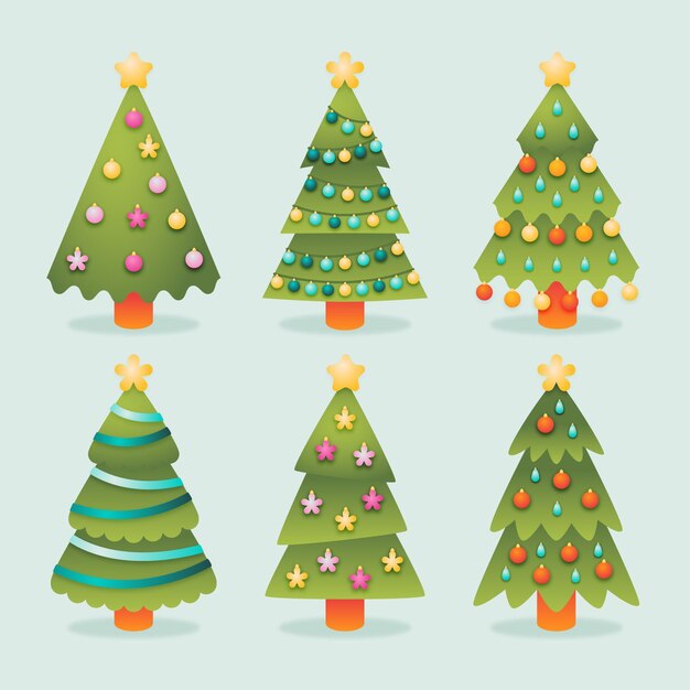 Colección de árboles de navidad degradados