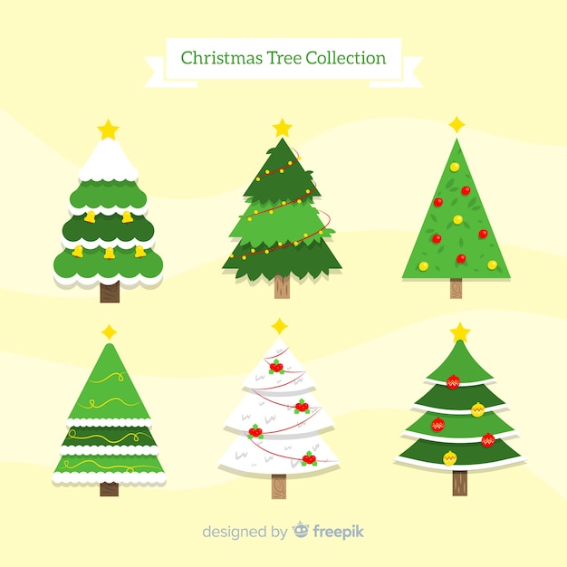 Colección de árboles de navidad en diseño flat
