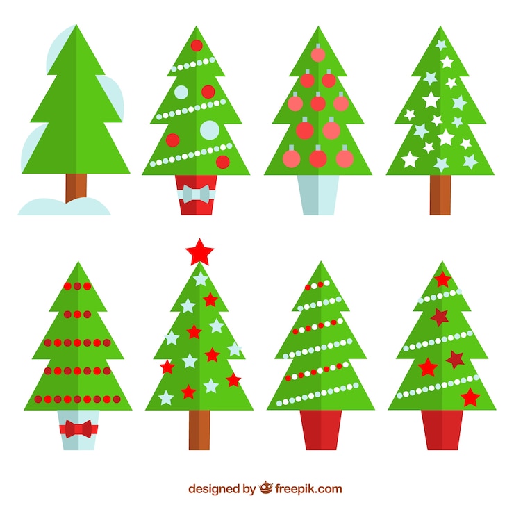 Vector gratuito colección de árboles de navidad en diseño plano 