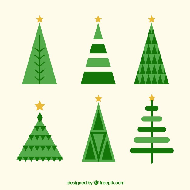 Vector gratuito colección de árboles de navidad en diseño plano