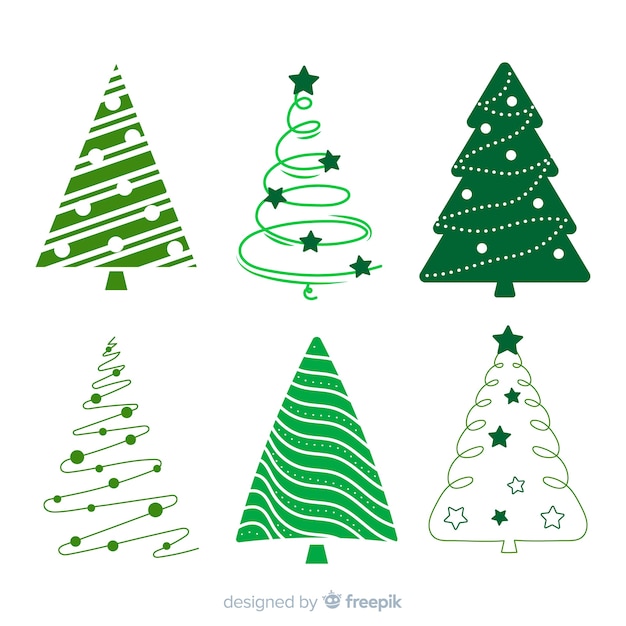 Vector gratuito colección árboles de navidad en diseño plano