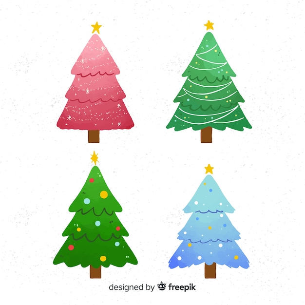 Vector gratuito colección árboles de navidad en diseño plano