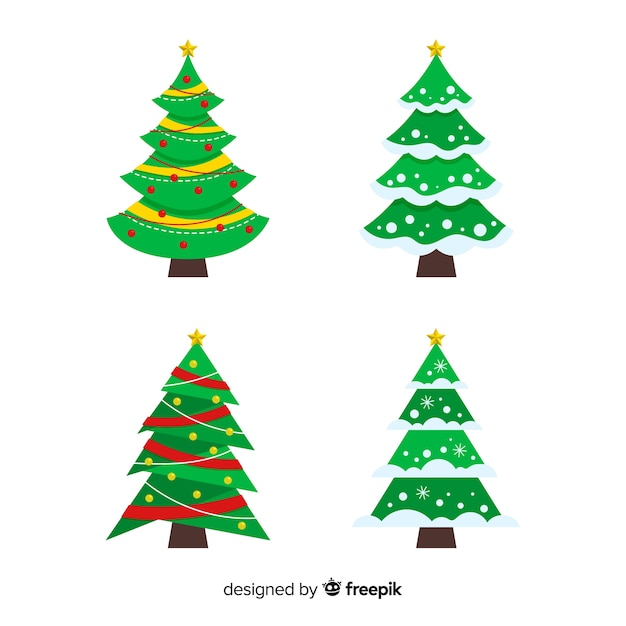 Vector gratuito colección de árboles de navidad de diseño plano