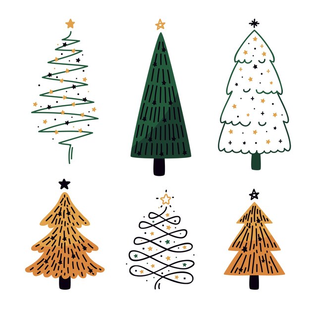 Colección de árboles de navidad de diseño plano