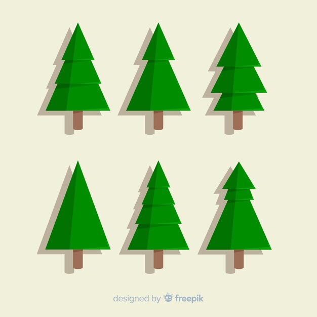 Colección de árboles de navidad de diseño plano