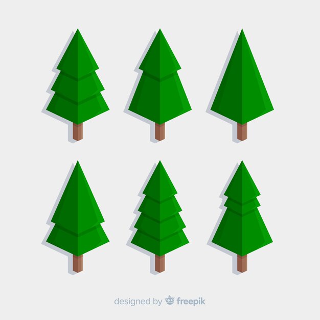 Colección de árboles de navidad de diseño plano